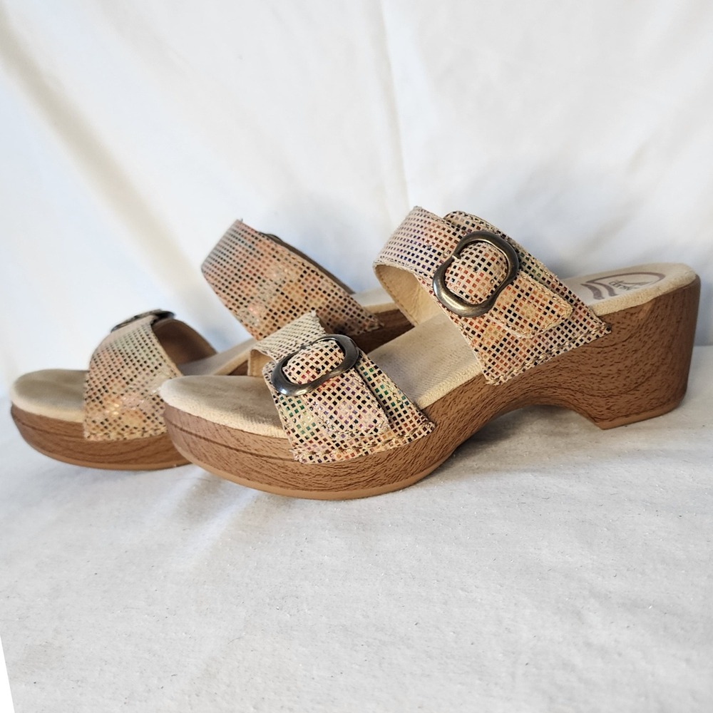 Dansko Sandals Women's Multicolor Leather Buckle Heel Comfort Shoes US 6.5/EU 37 - Picture 3 of 6